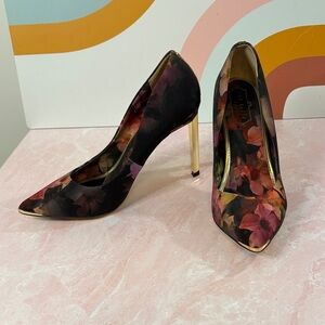 Ted Baker London Multicolor Floral Heels with Gold Stiletto